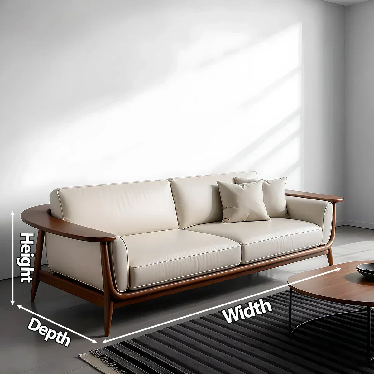 Premium Leather Solid Wood Sofa – Modern Minimalist Design - Rustiracraft 