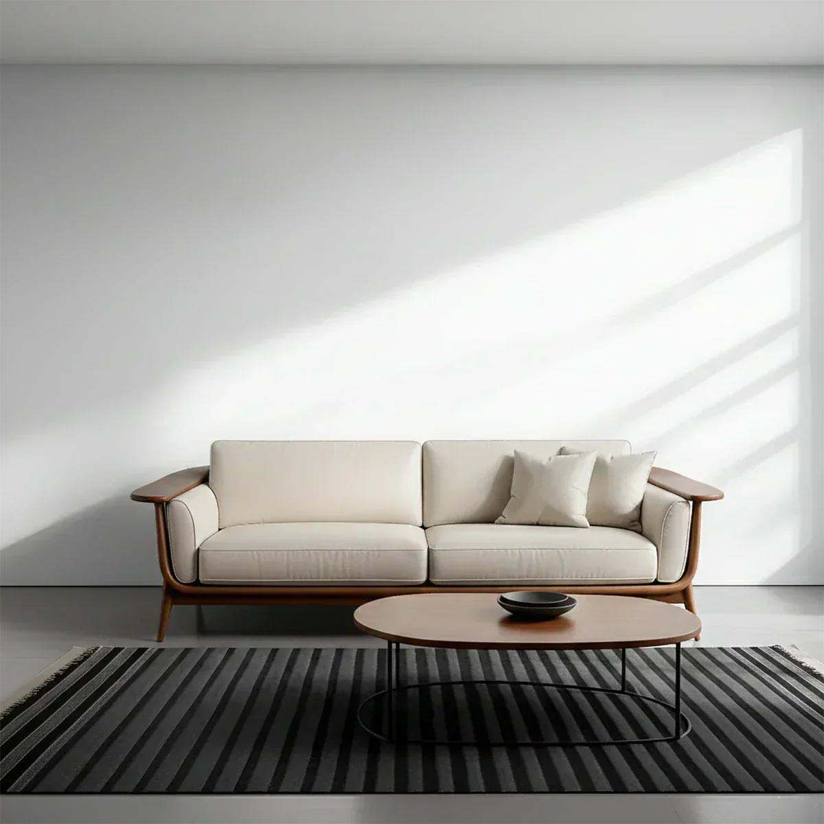 Premium Leather Solid Wood Sofa – Modern Minimalist Design - Rustiracraft