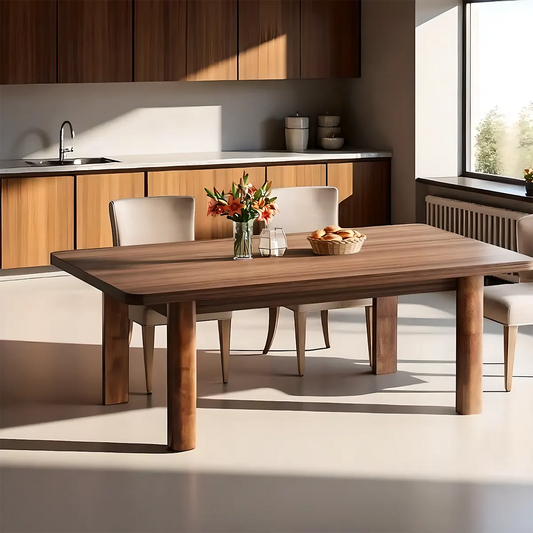 Rectangular Natural Wood Dining Table – Modern Design - Rustiracraft 