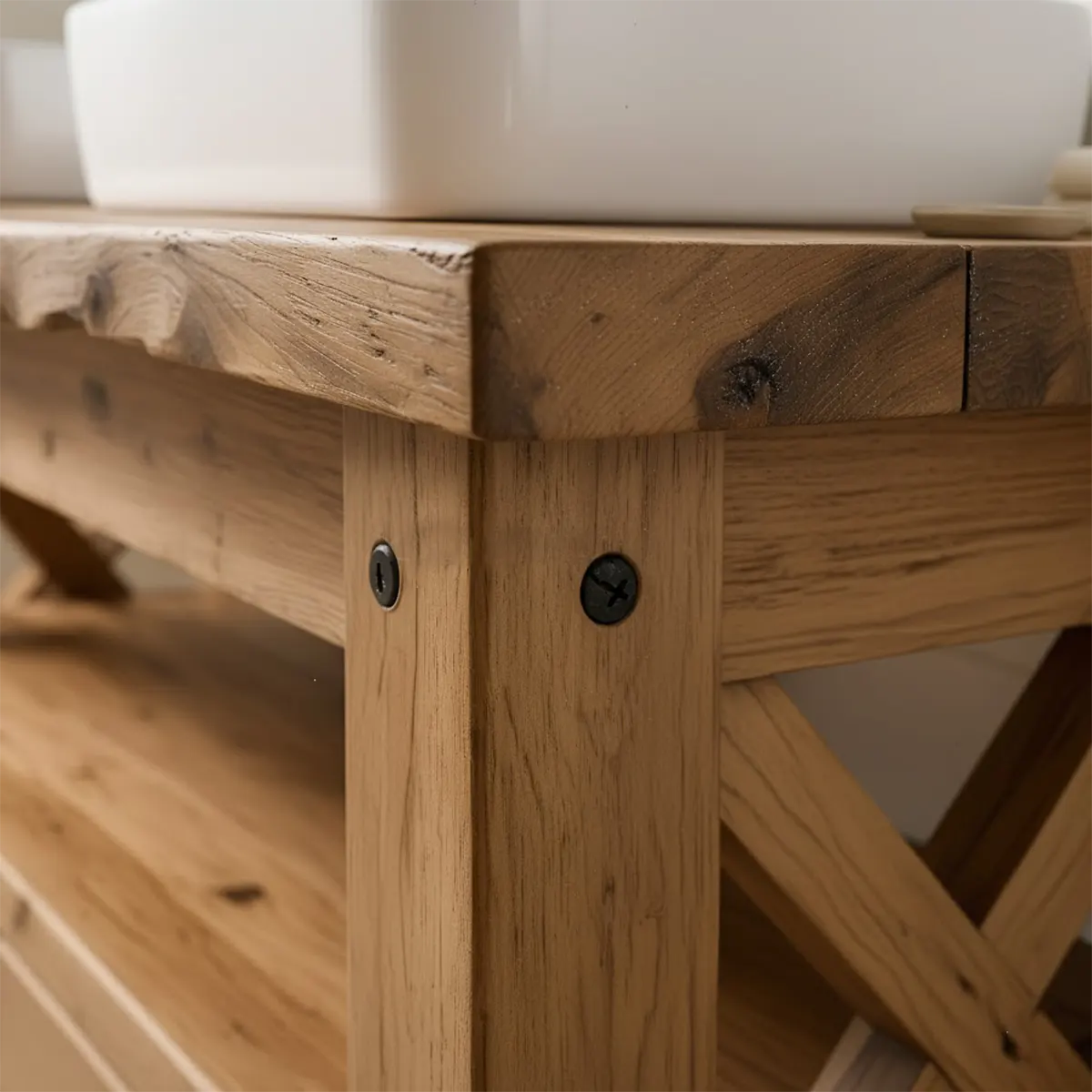 Rustic Farmhouse Solid Wood Double Sink Vanity With Drawers - Rustiracraft 