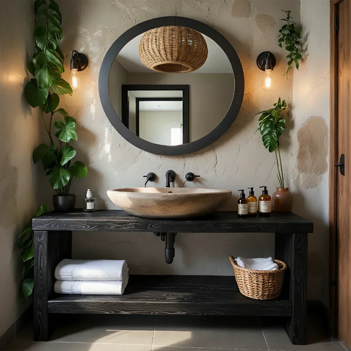 Rustic Live-Edge Natural Solid Wood Bathroom Vanity - Rustiracraft 
