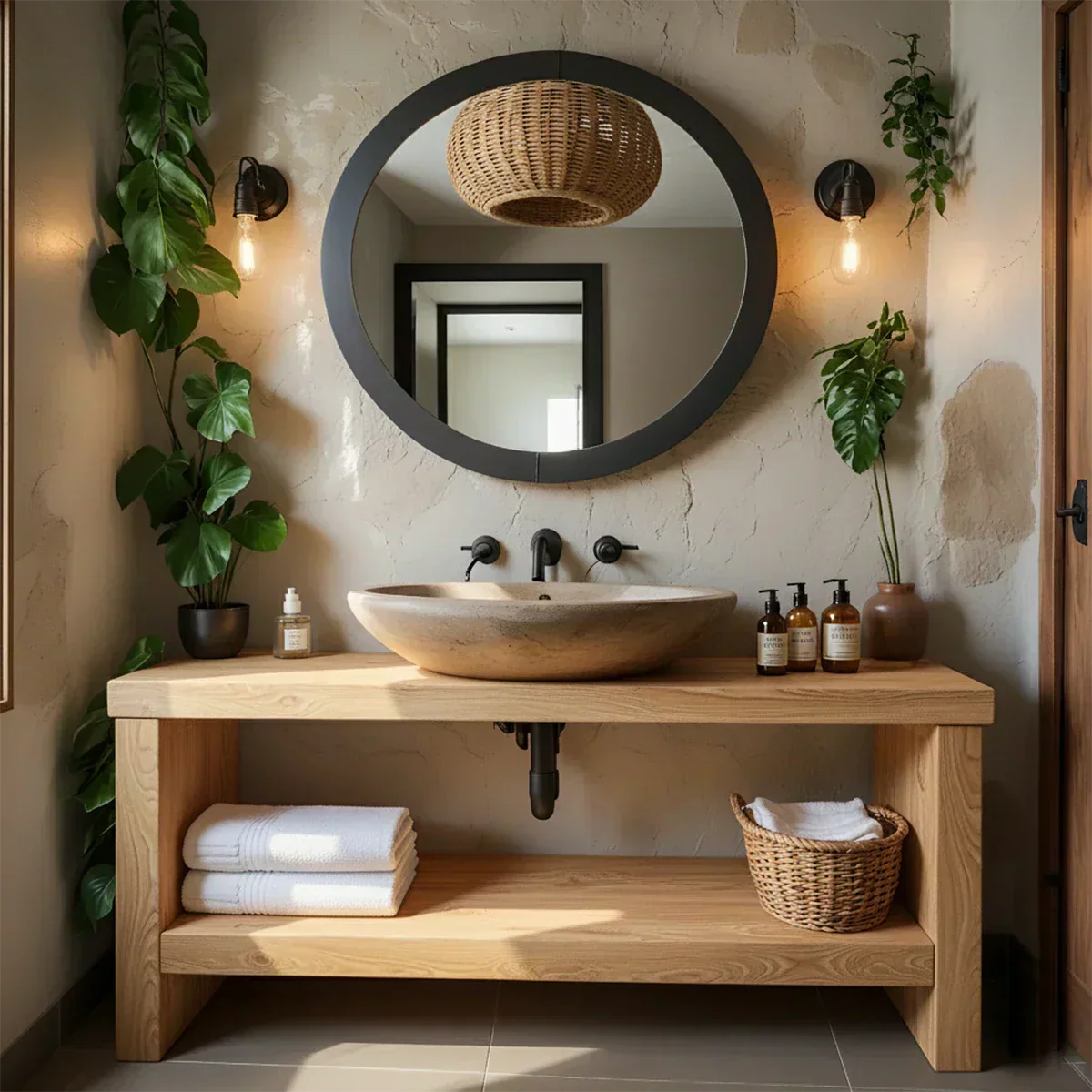 Rustic Live-Edge Natural Solid Wood Bathroom Vanity - Rustiracraft 