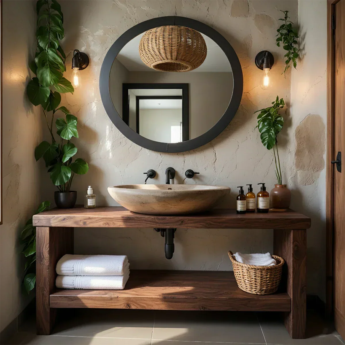 Rustic Live-Edge Natural Solid Wood Bathroom Vanity - Rustiracraft 