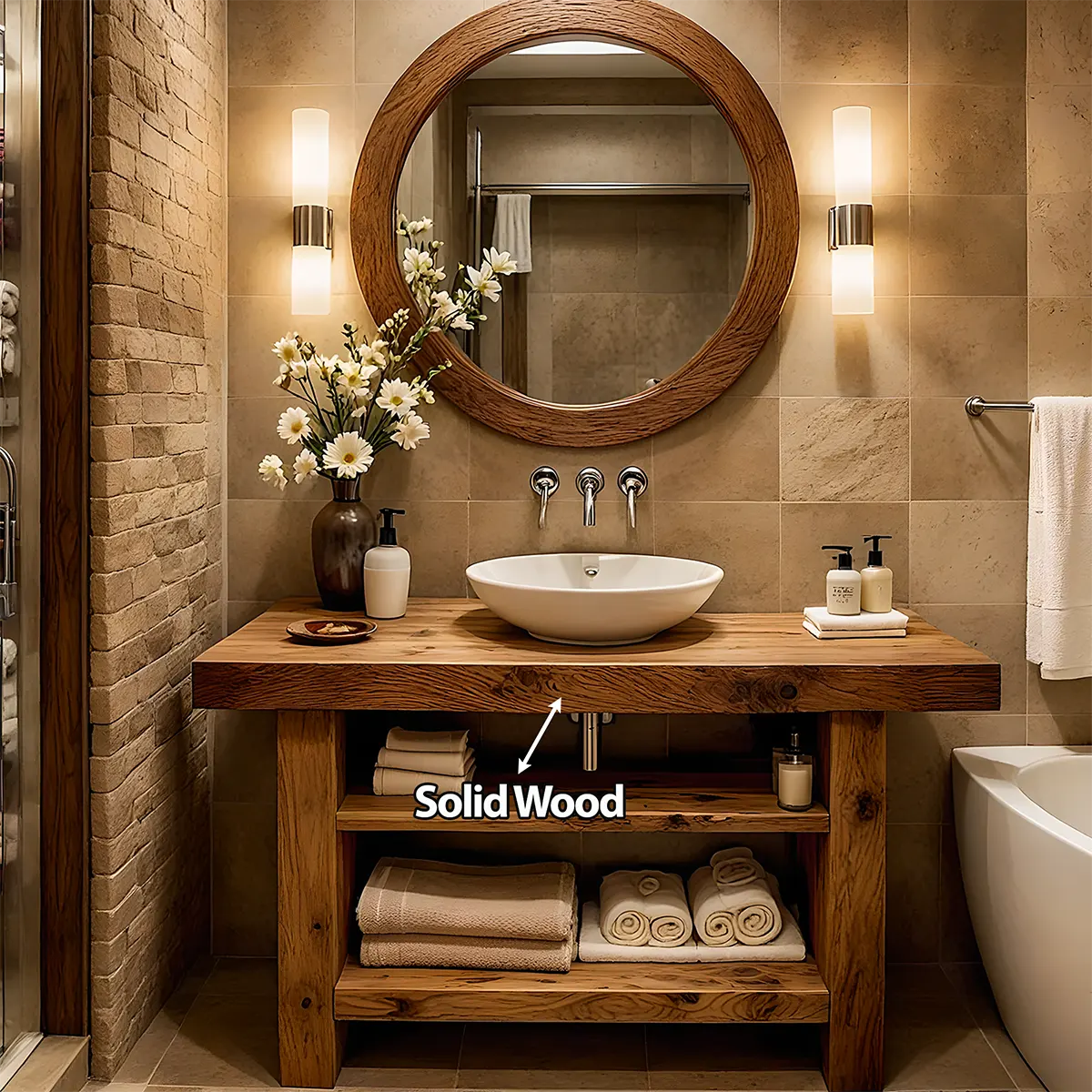 Rustic Oak Bathroom Vanity – Solid Wood Handcrafted Style - Rustiracraft 