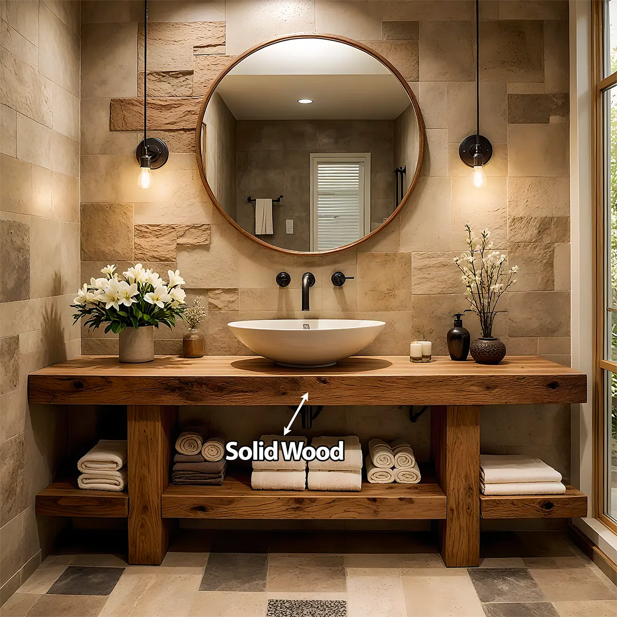 Rustic Oak Bathroom Vanity – Solid Wood Spa Design - Rustiracraft 