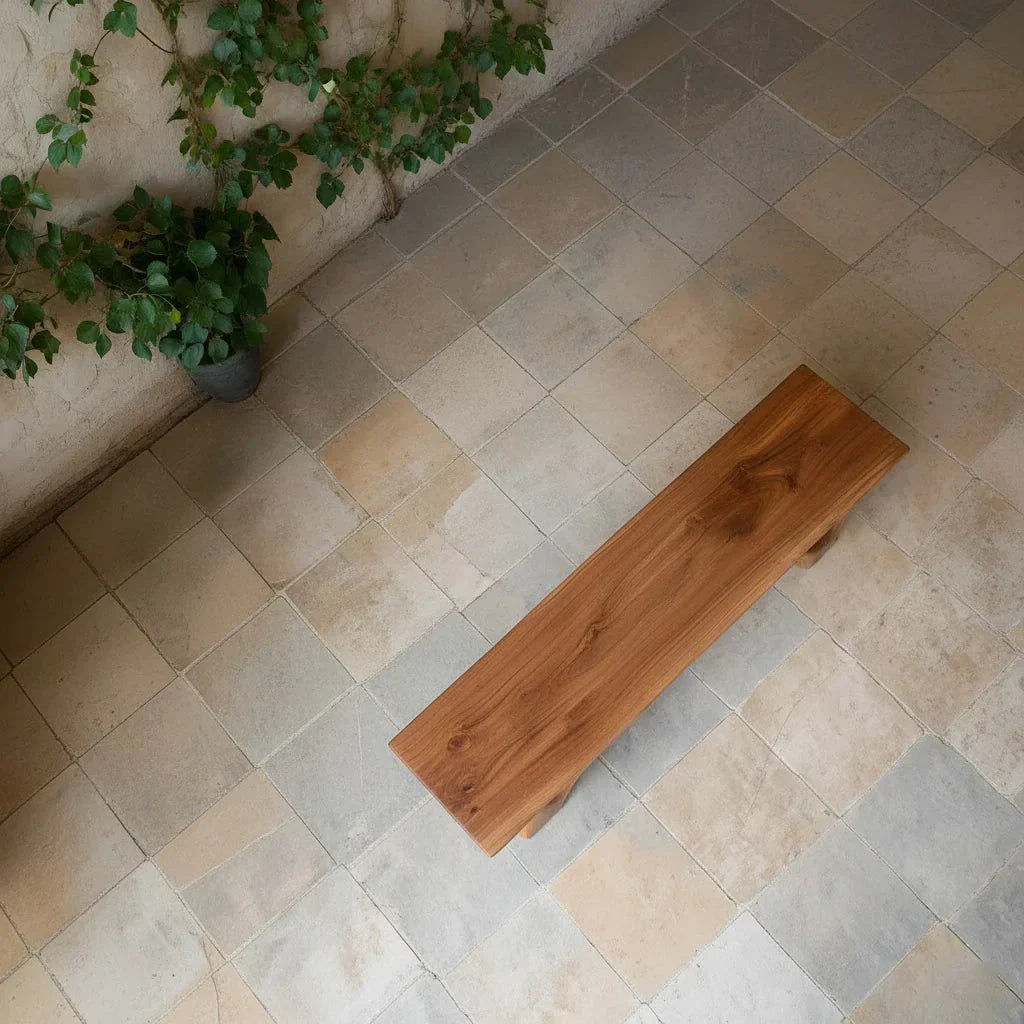 Sculpted Arch-Base Solid Wood Bench – Modern Fluid Silhouette - Rustiracraft