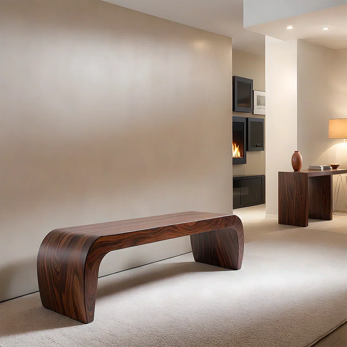 Sculpted Curved Bench in Natural Solid Wood – Modern Arc Edition - Rustiracraft