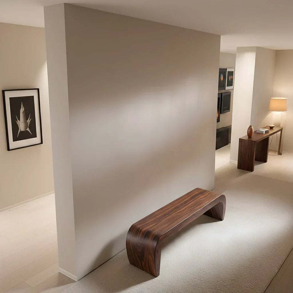 Sculpted Curved Bench in Natural Solid Wood – Modern Arc Edition - Rustiracraft