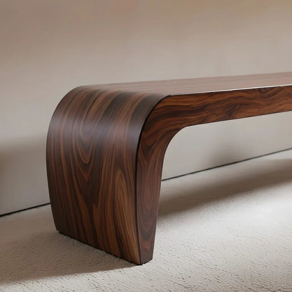 Sculpted Curved Bench in Natural Solid Wood – Modern Arc Edition - Rustiracraft