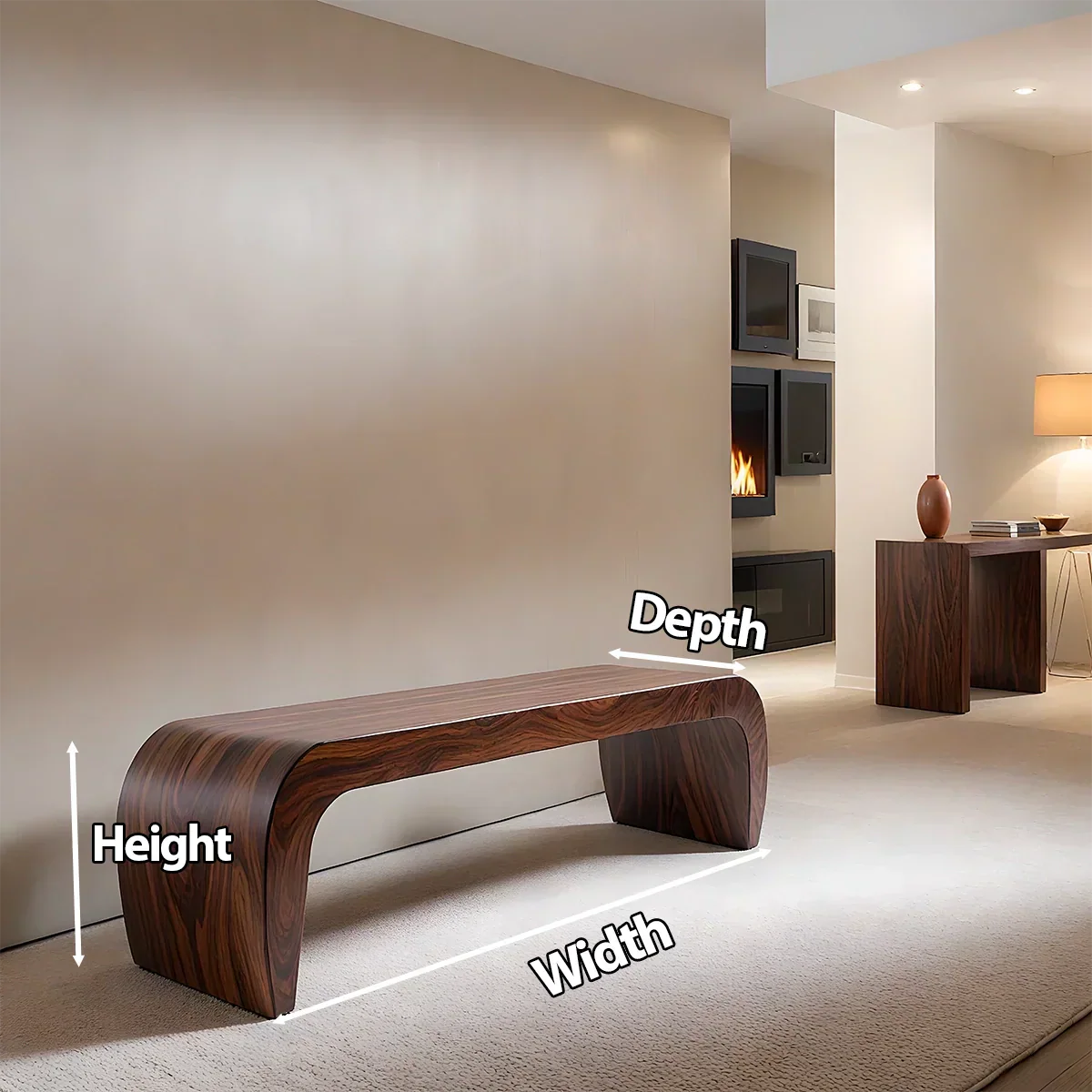 Sculpted Curved Bench in Natural Solid Wood – Modern Arc Edition - Rustiracraft