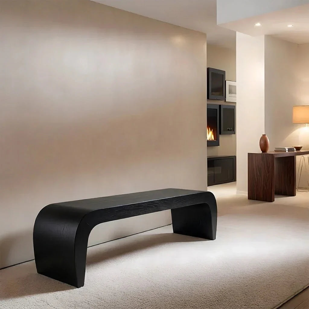 Sculpted Curved Bench in Natural Solid Wood – Modern Arc Edition - Rustiracraft