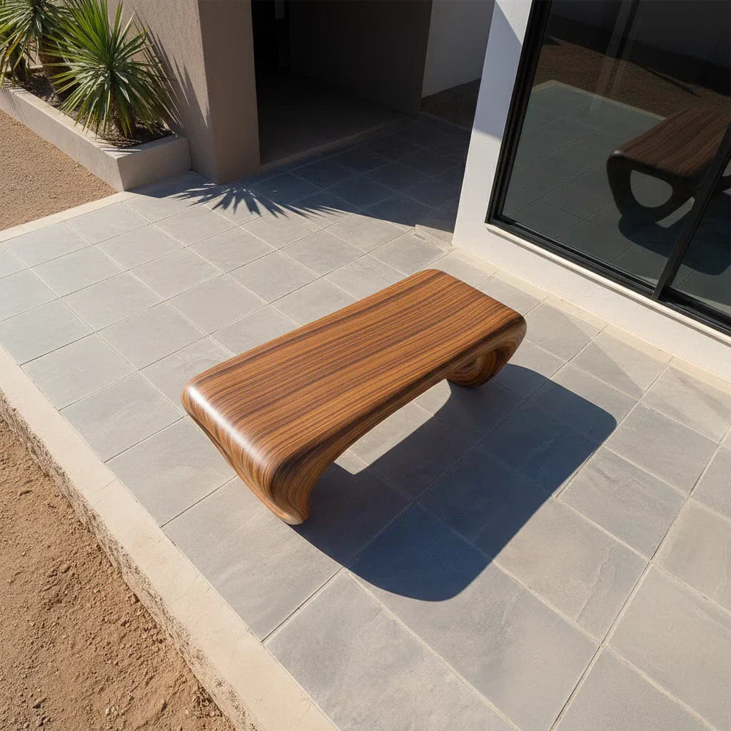 Sculpted Loop Bench in Natural Solid Wood - Rustiracraft