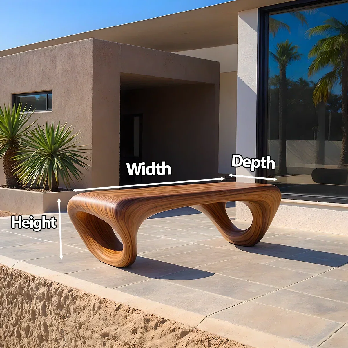 Sculpted Loop Bench in Natural Solid Wood - Rustiracraft