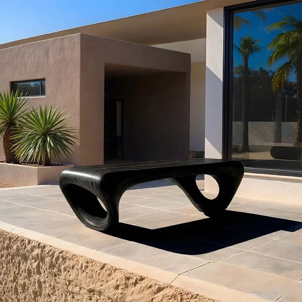 Sculpted Loop Bench in Natural Solid Wood - Rustiracraft