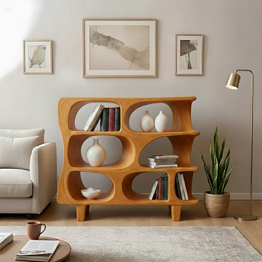 Sculpted Solid Wood Bookshelf – Contour Frame Edition - Rustiracraft