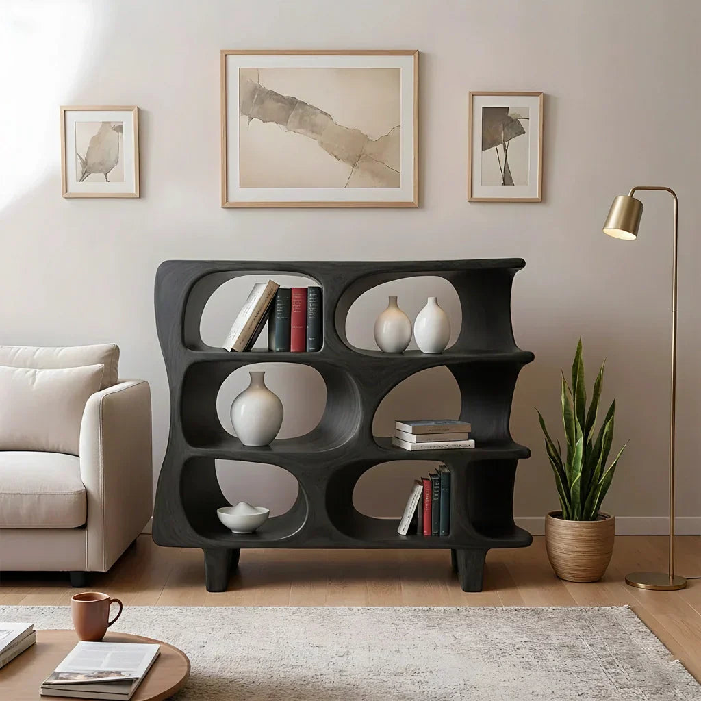 Sculpted Solid Wood Bookshelf – Contour Frame Edition - Rustiracraft