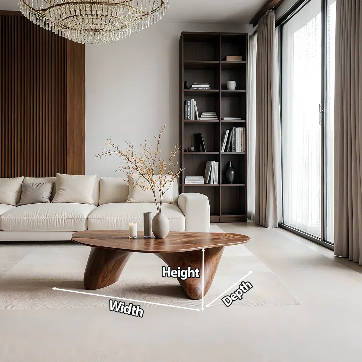 Sculpted Solid Wood Coffee Table – Soft Curved Base & Minimalist Form - Rustiracraft