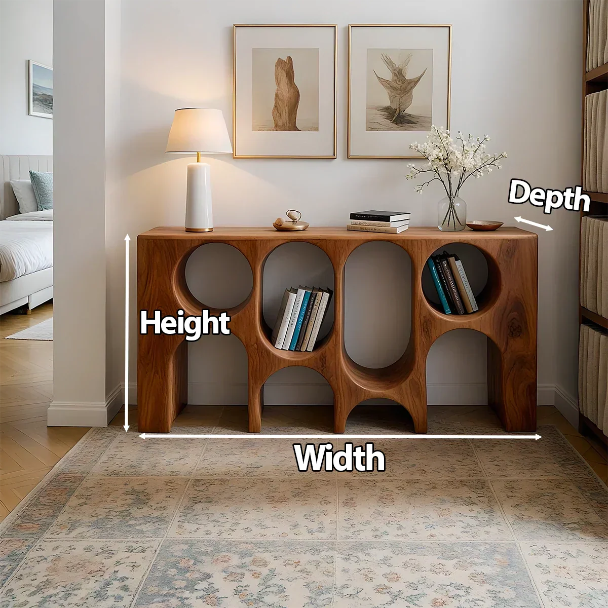 Sculpted Solid Wood Console – Arched Circle Edition - Rustiracraft
