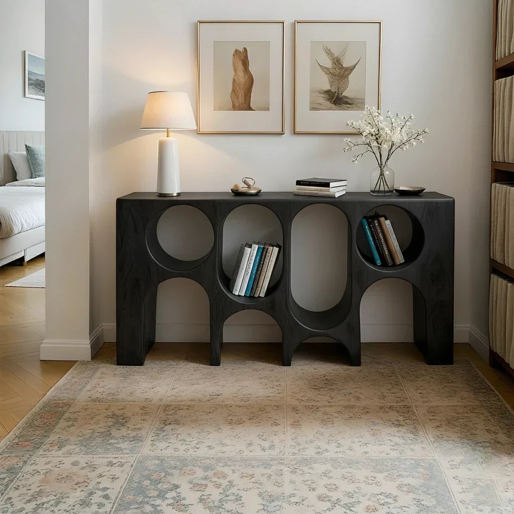 Sculpted Solid Wood Console – Arched Circle Edition - Rustiracraft