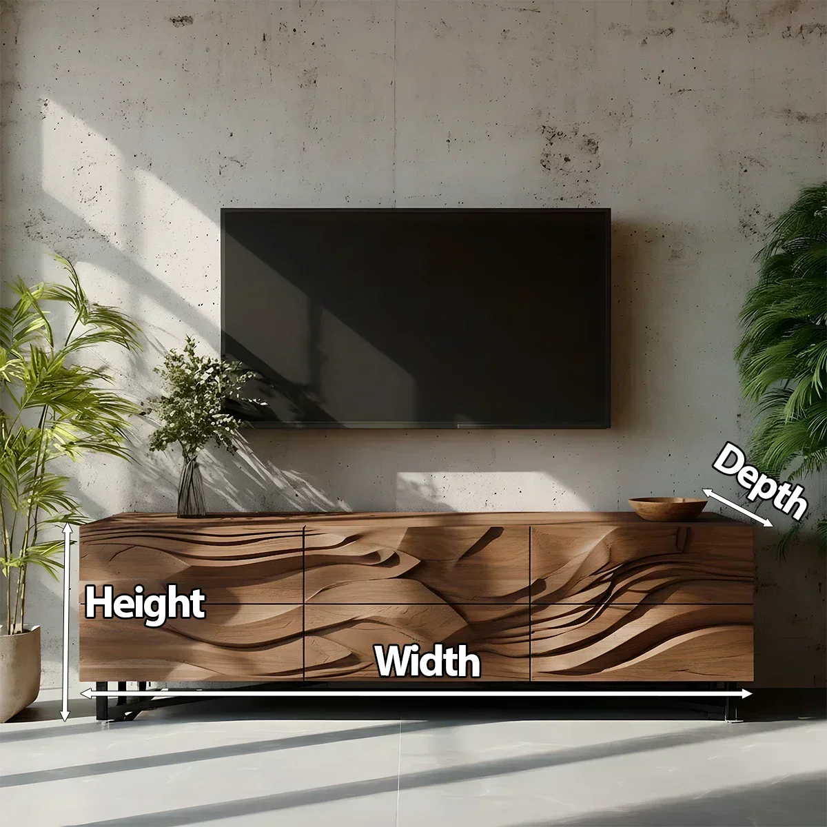 Sculpted Walnut TV Stand – Fluid Organic Modern Media Console - Rustiracraft 