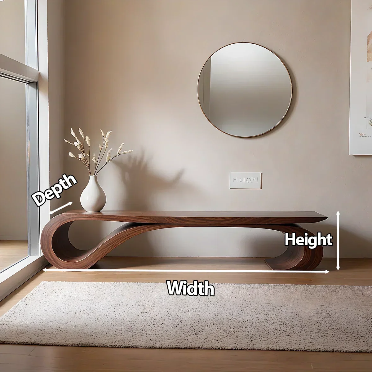 Sculptural Curved Solid Wood Bench – Waveflow Edition - Rustiracraft