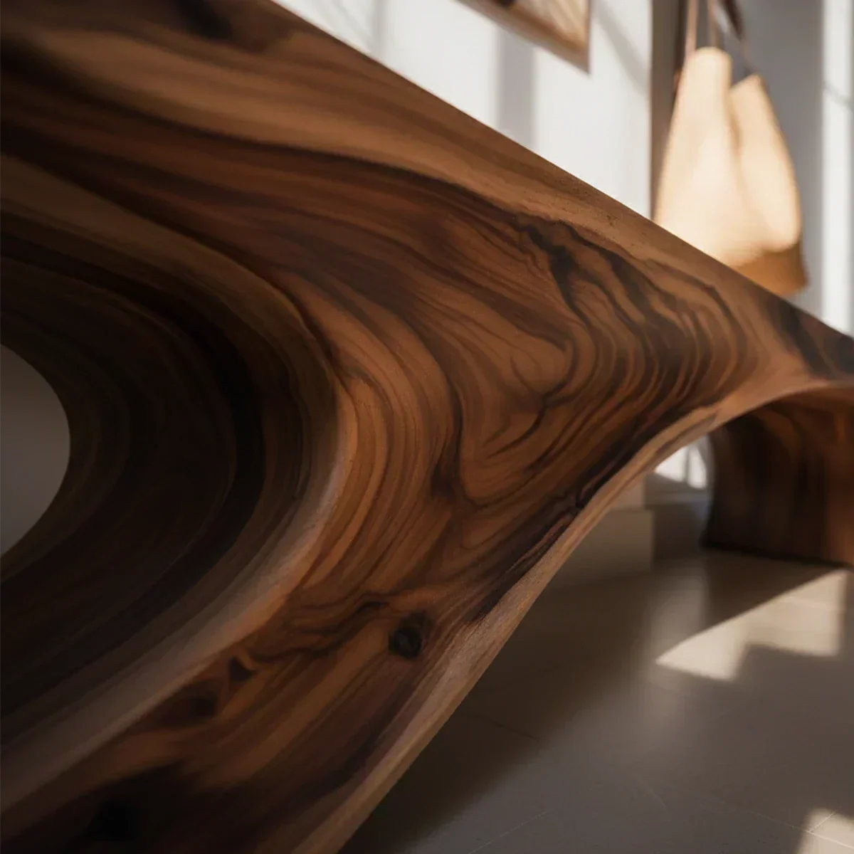 Sculptural Natural Solid Wood Entryway Bench - Rustiracraft