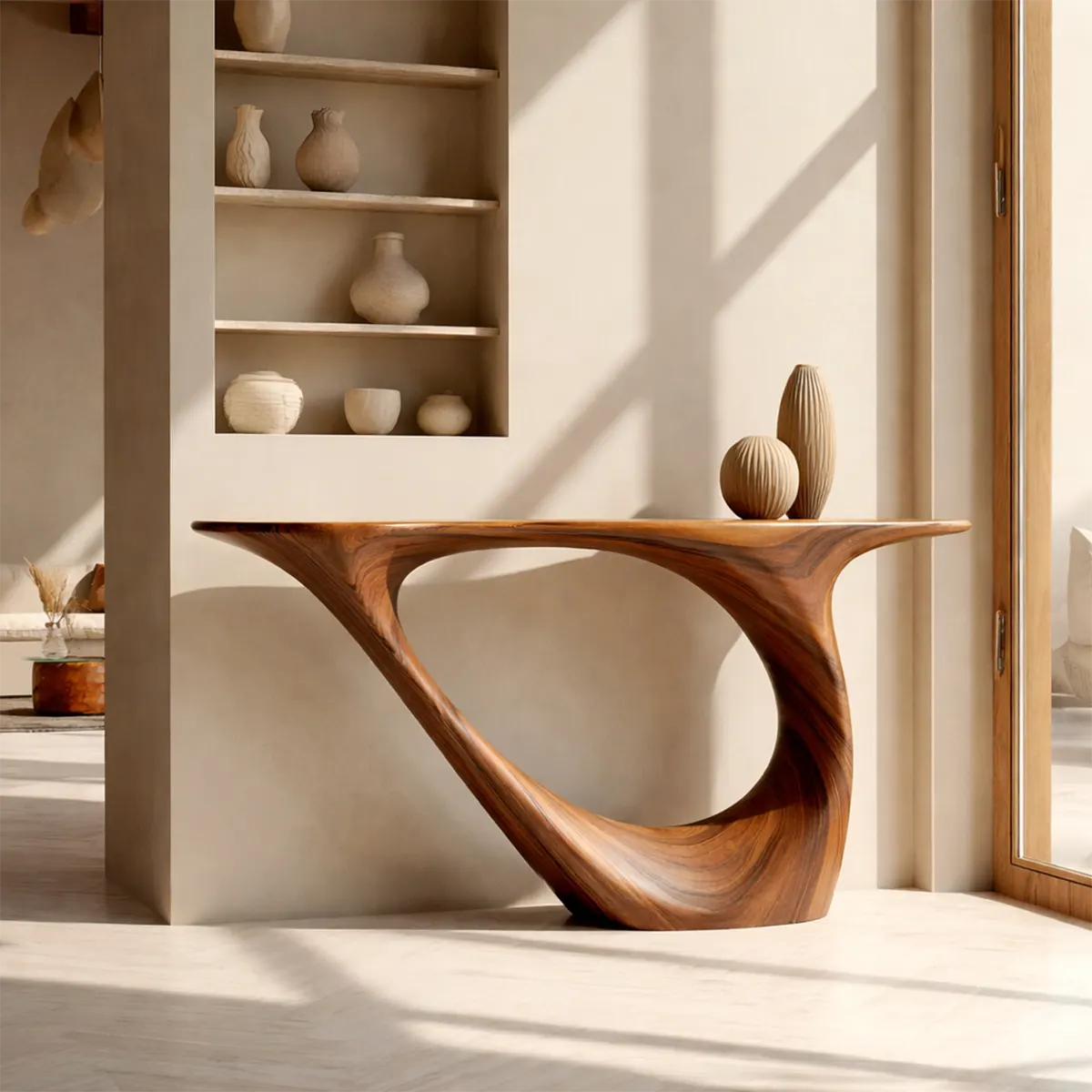 Sculptural Organic Solid Wood Console Table for Modern Entryways - Rustiracraft