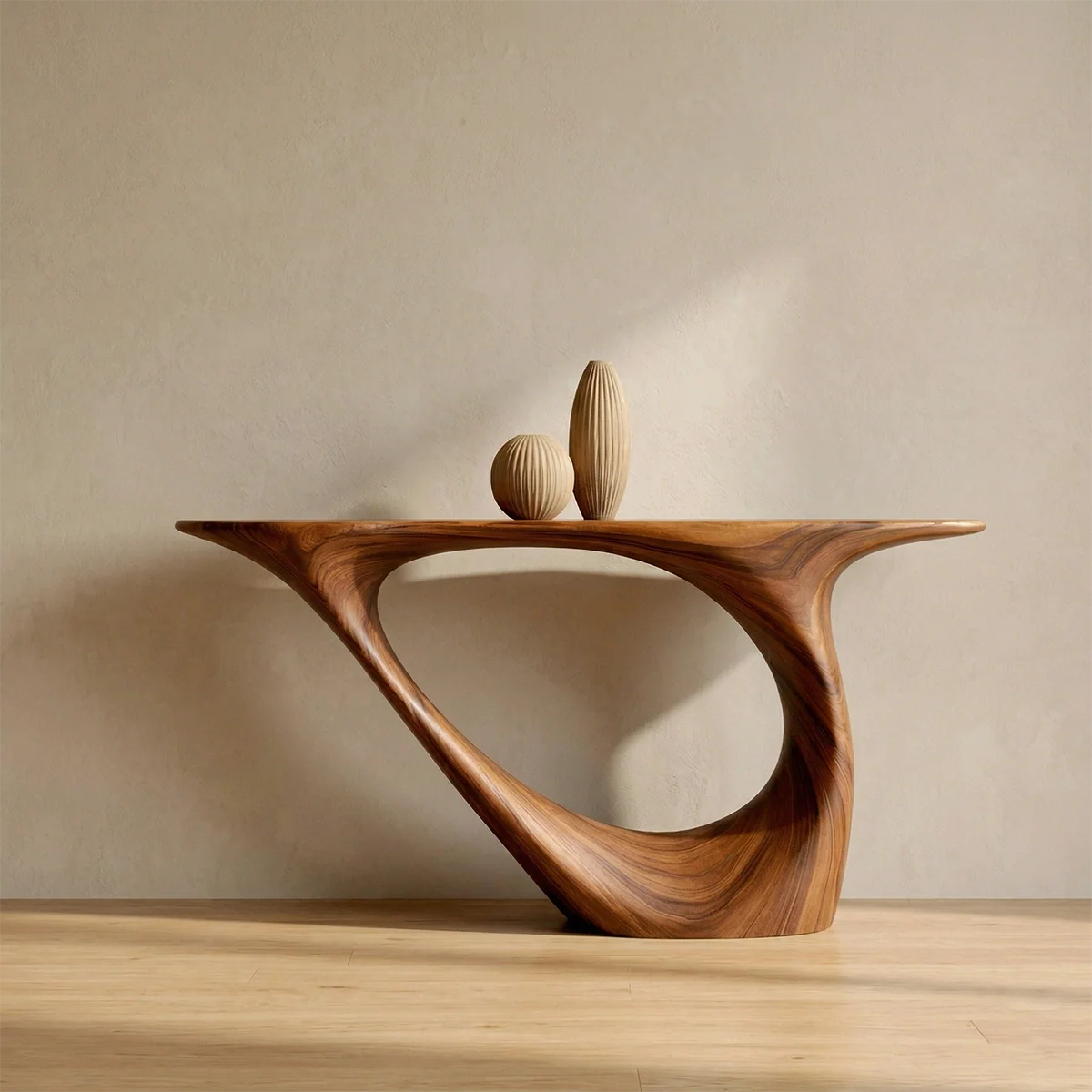 Sculptural Organic Solid Wood Console Table for Modern Entryways - Rustiracraft