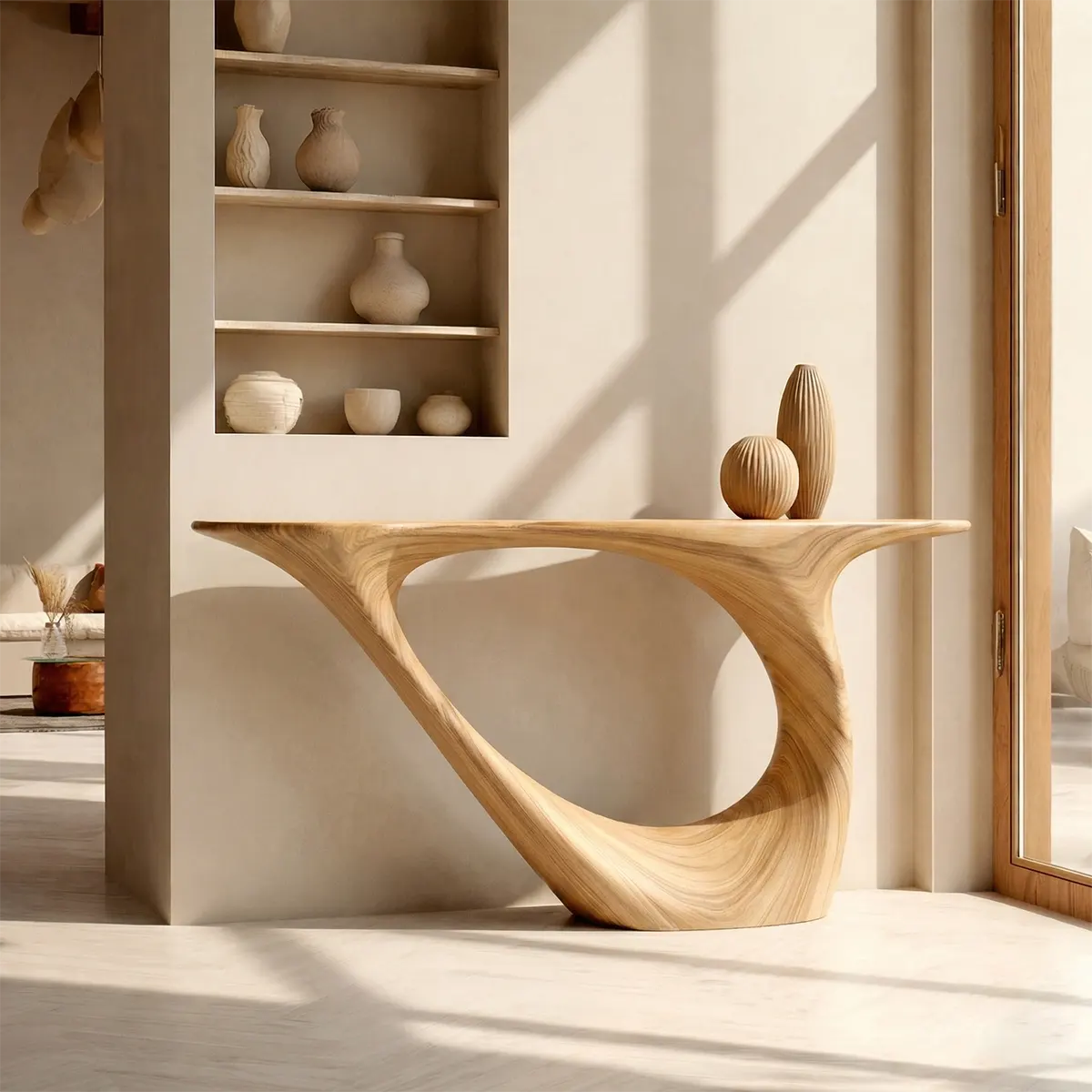 Sculptural Organic Solid Wood Console Table for Modern Entryways - Rustiracraft