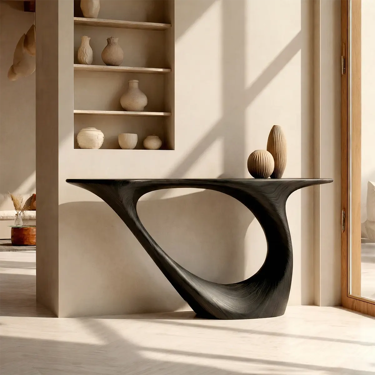 Sculptural Organic Solid Wood Console Table for Modern Entryways - Rustiracraft