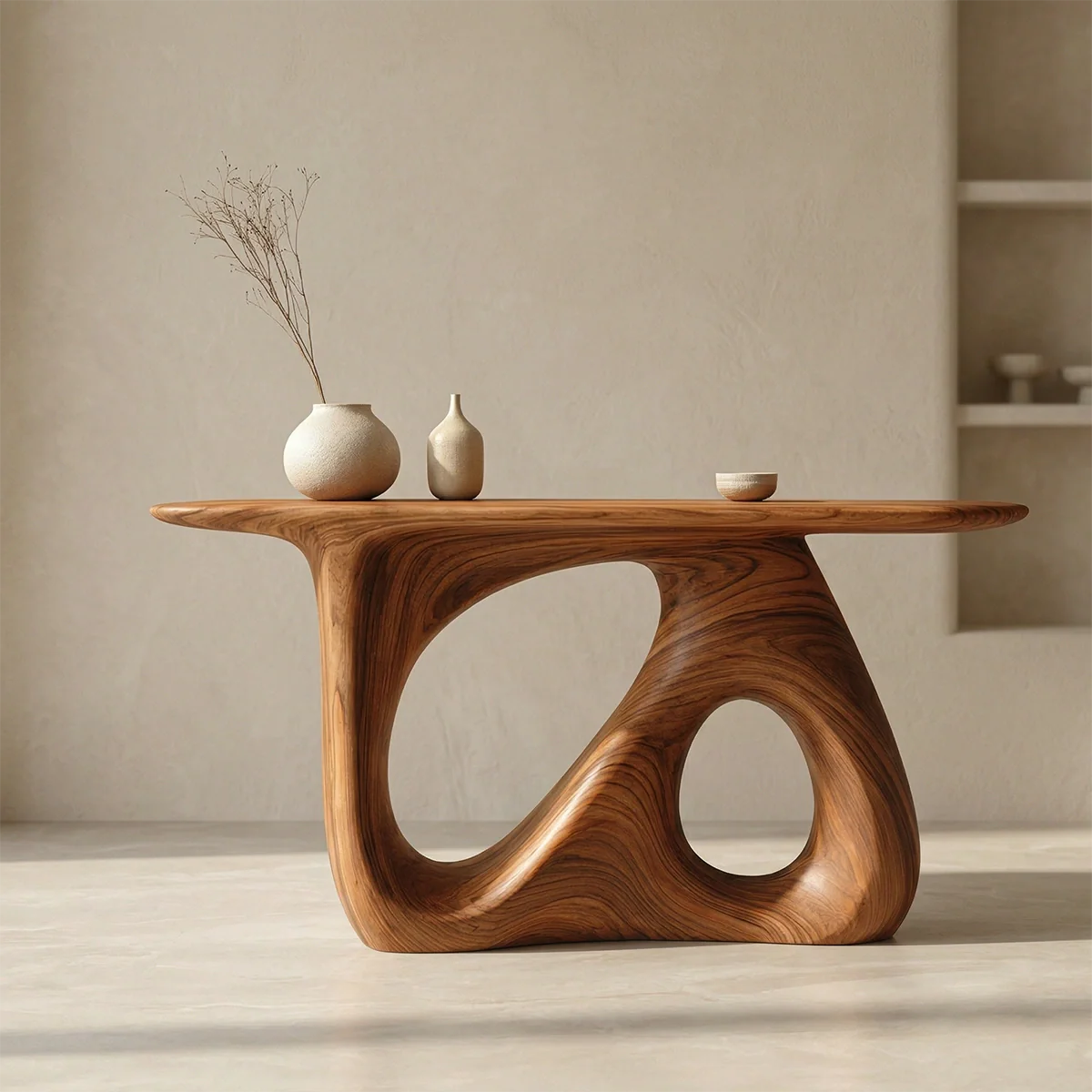 Sculptural Organic Solid Wood Console Table for Modern Interiors - Rustiracraft