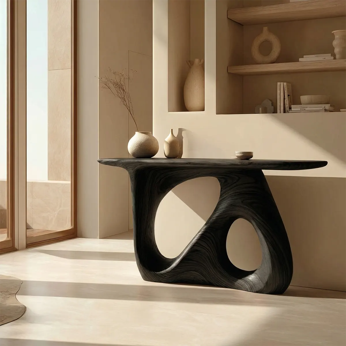 Sculptural Organic Solid Wood Console Table for Modern Interiors - Rustiracraft