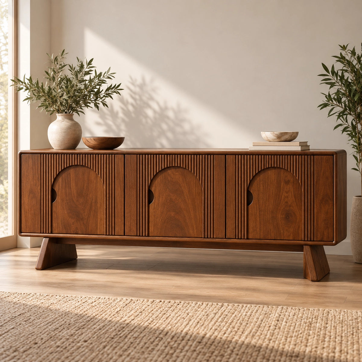 Sideboard with Arched Cabinet Doors for Contemporary Dining Storage - Rustiracraft