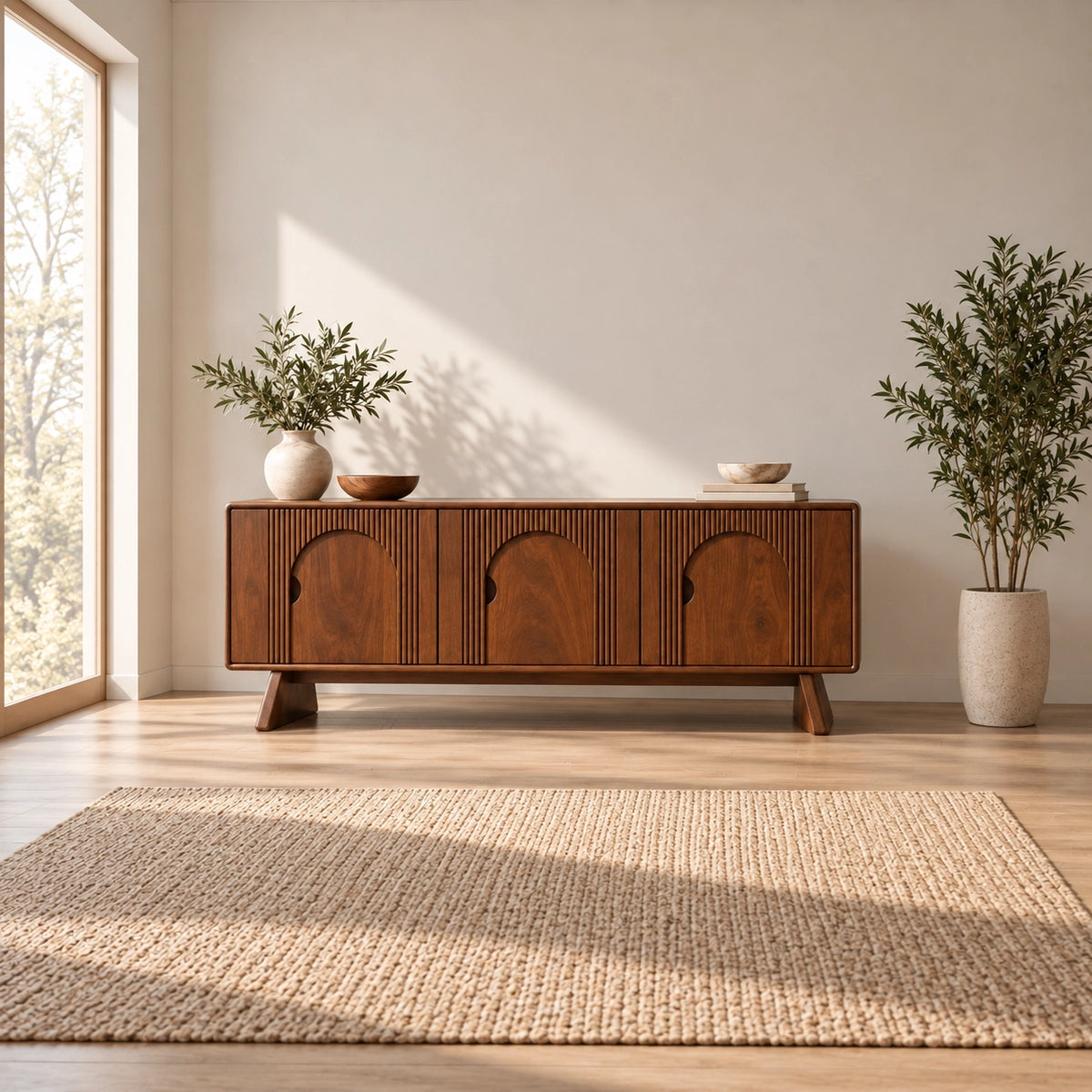 Sideboard with Arched Cabinet Doors for Contemporary Dining Storage - Rustiracraft