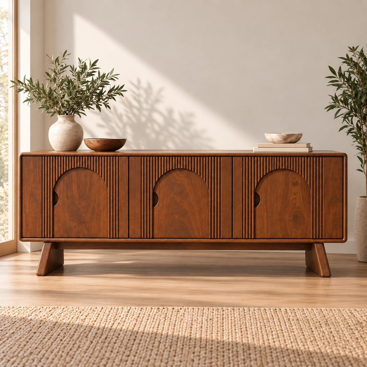 Sideboard with Arched Cabinet Doors for Contemporary Dining Storage - Rustiracraft