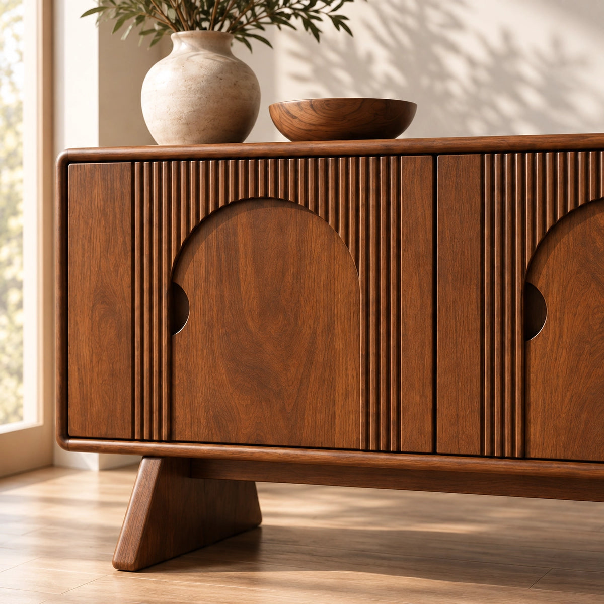 Sideboard with Arched Cabinet Doors for Contemporary Dining Storage - Rustiracraft
