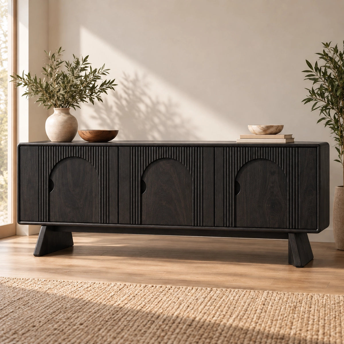 Sideboard with Arched Cabinet Doors for Contemporary Dining Storage - Rustiracraft