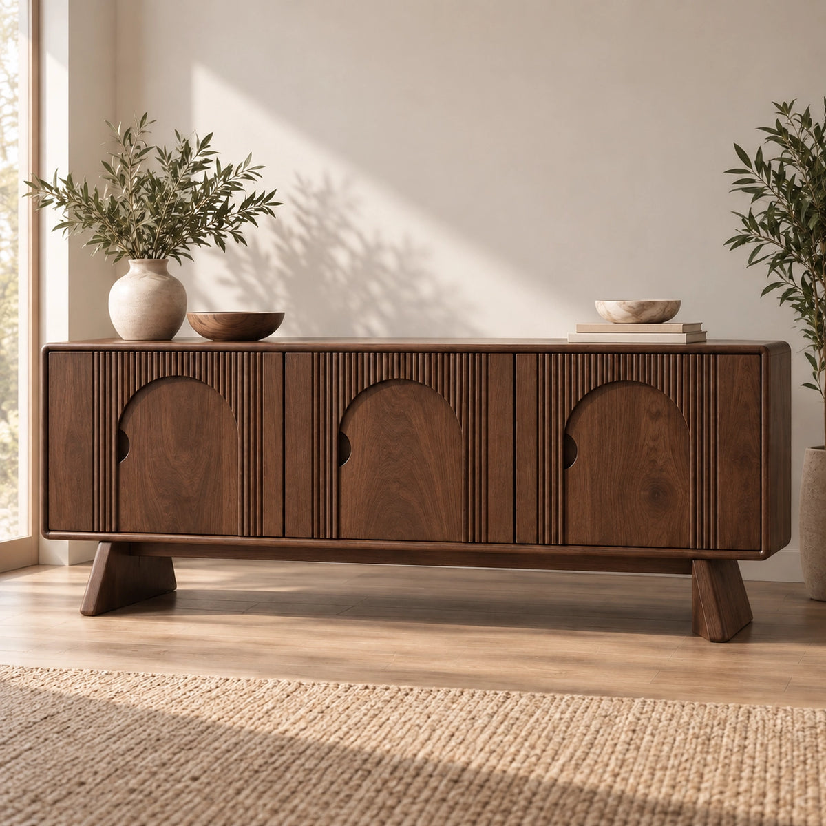 Sideboard with Arched Cabinet Doors for Contemporary Dining Storage - Rustiracraft