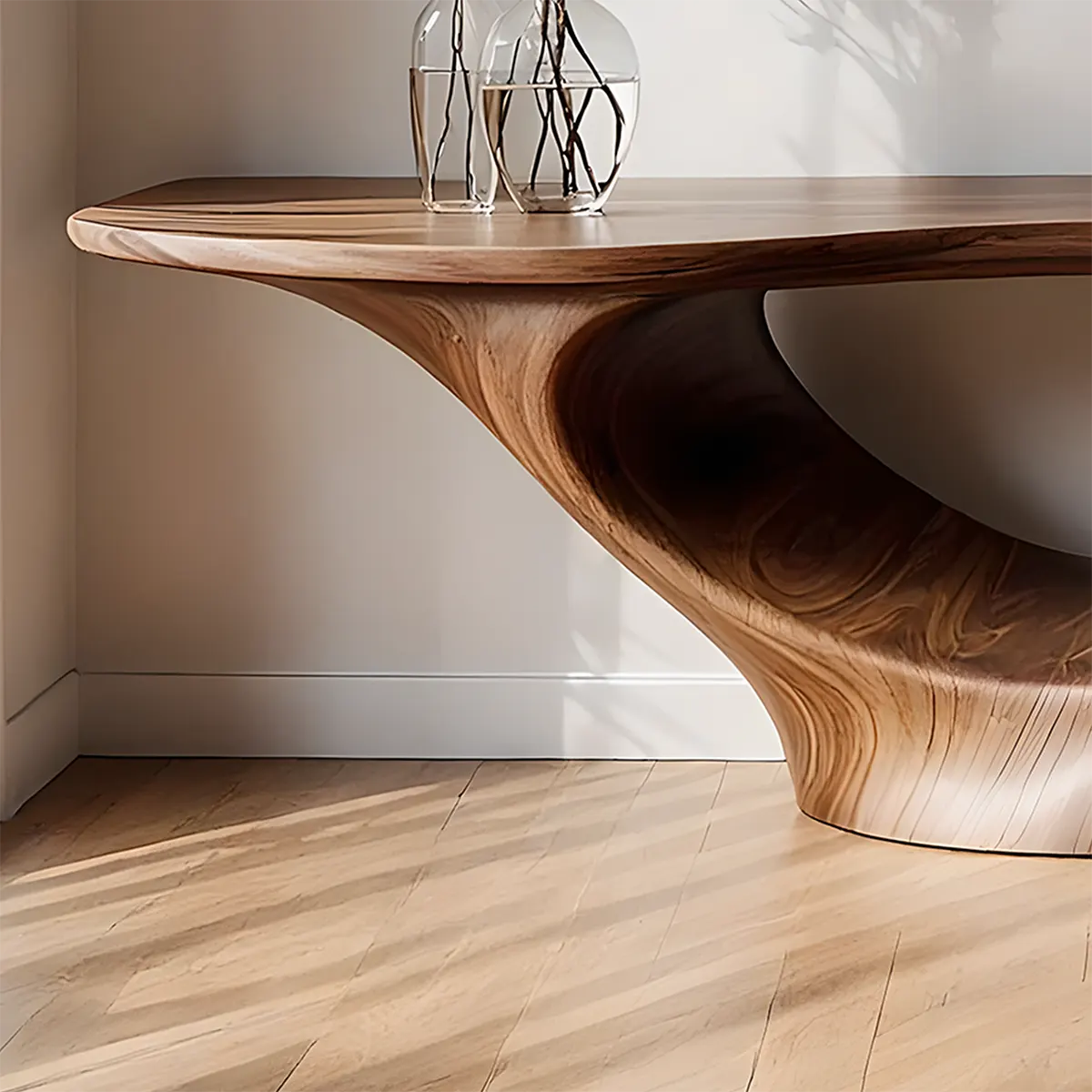 Solid Walnut Arc Console Table – Contemporary Wood Art - Rustiracraft 