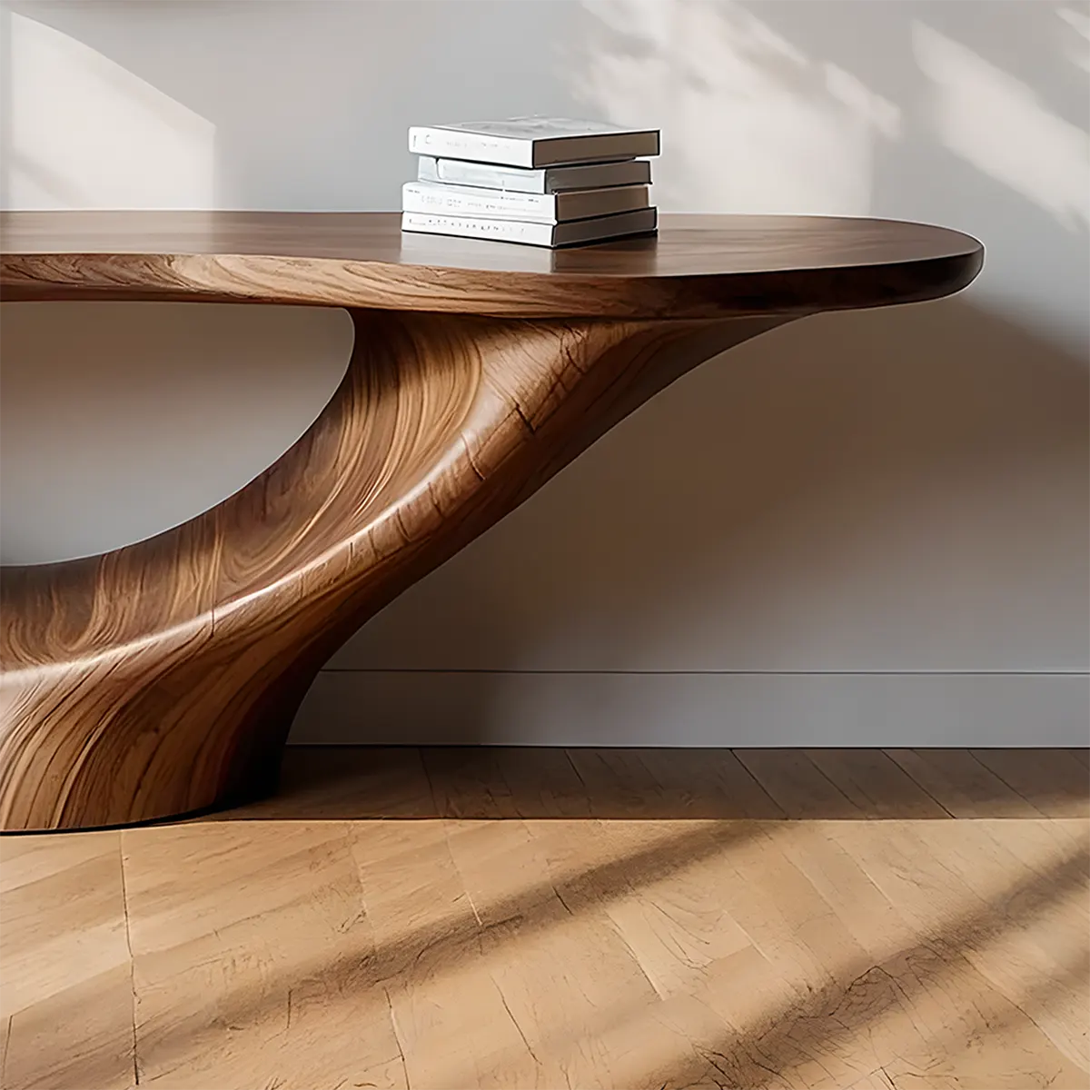 Solid Walnut Arc Console Table – Contemporary Wood Art - Rustiracraft 