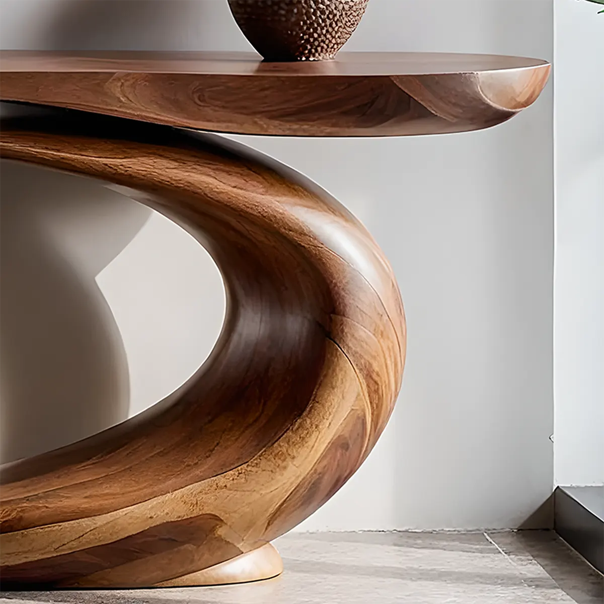 Solid Walnut Wave Console Table – Modern Sculptural Design - Rustiracraft 