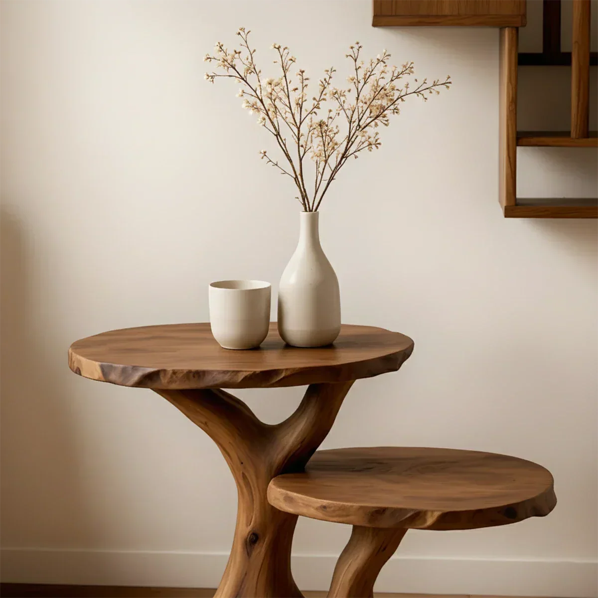 Solid Wood Accent Table – Modern Sculptural Branchform Duo Design - Rustiracraft 