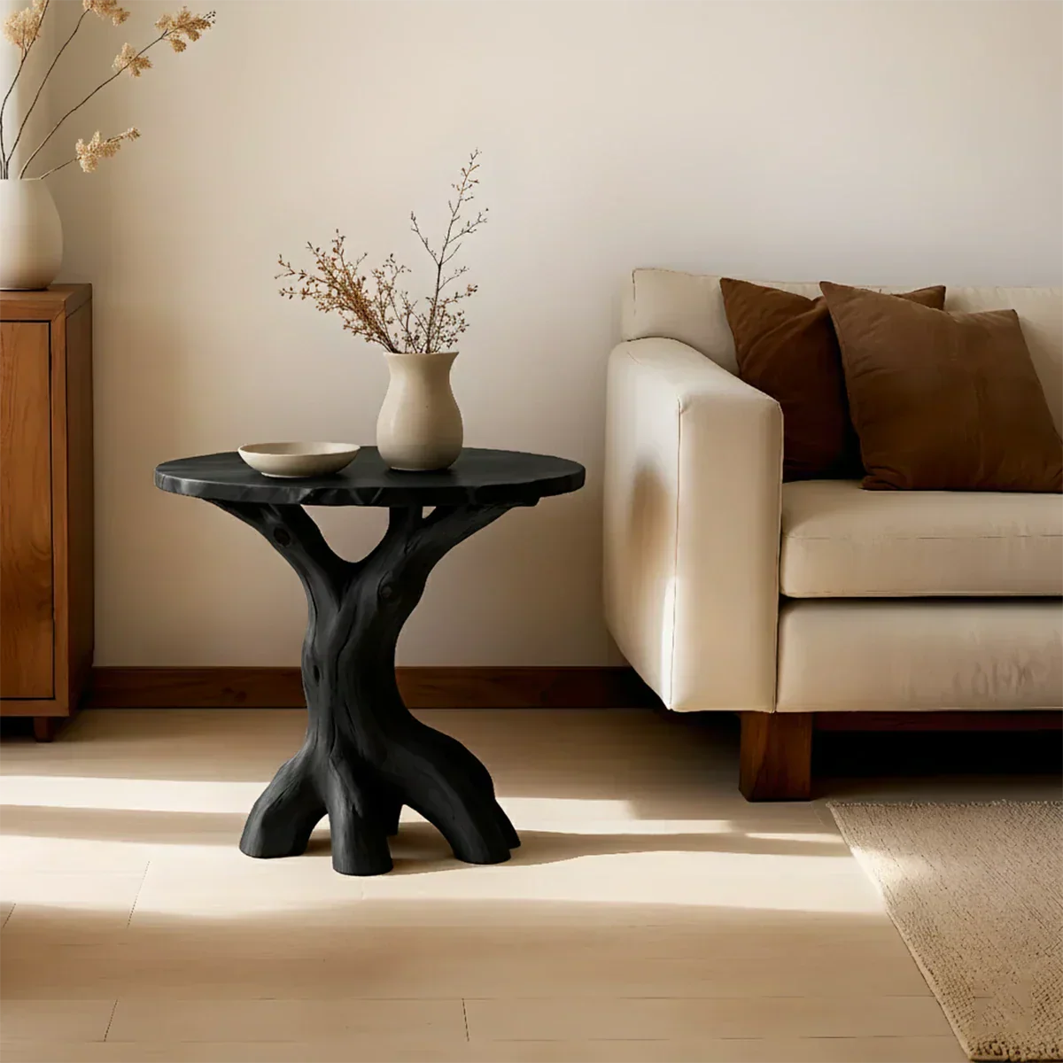 Solid Wood Accent Table – Modern Sculptural Rootform Design - Rustiracraft 