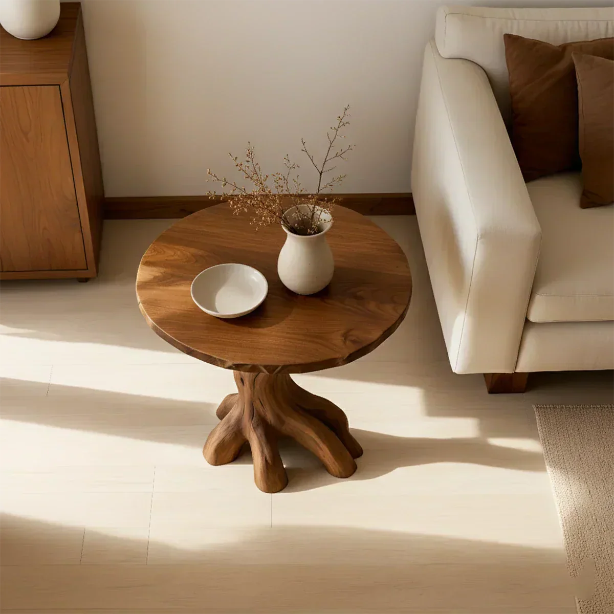 Solid Wood Accent Table – Modern Sculptural Rootform Design - Rustiracraft