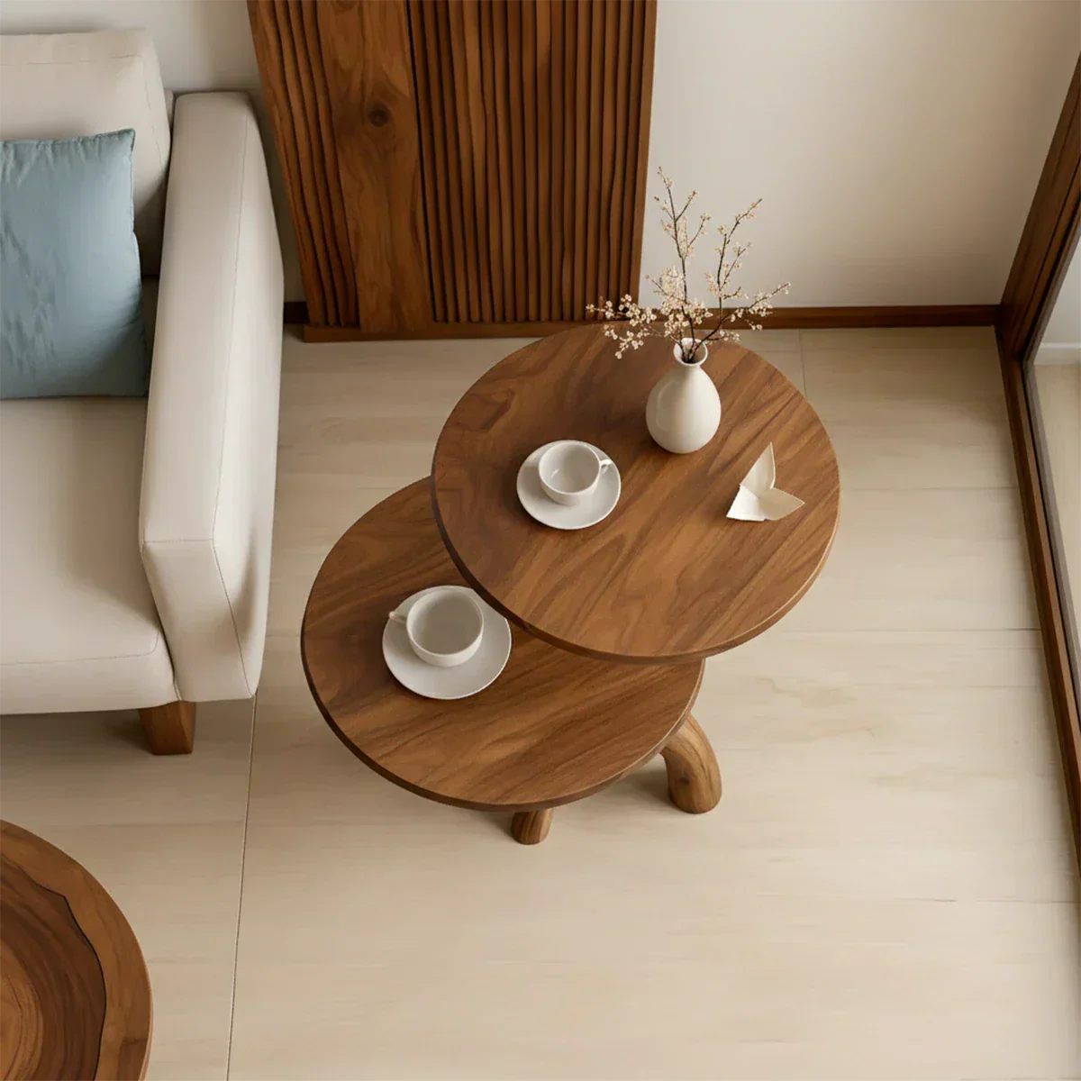 Solid Wood Accent Table Set – Modern Sculptural Branchform Design - Rustiracraft 