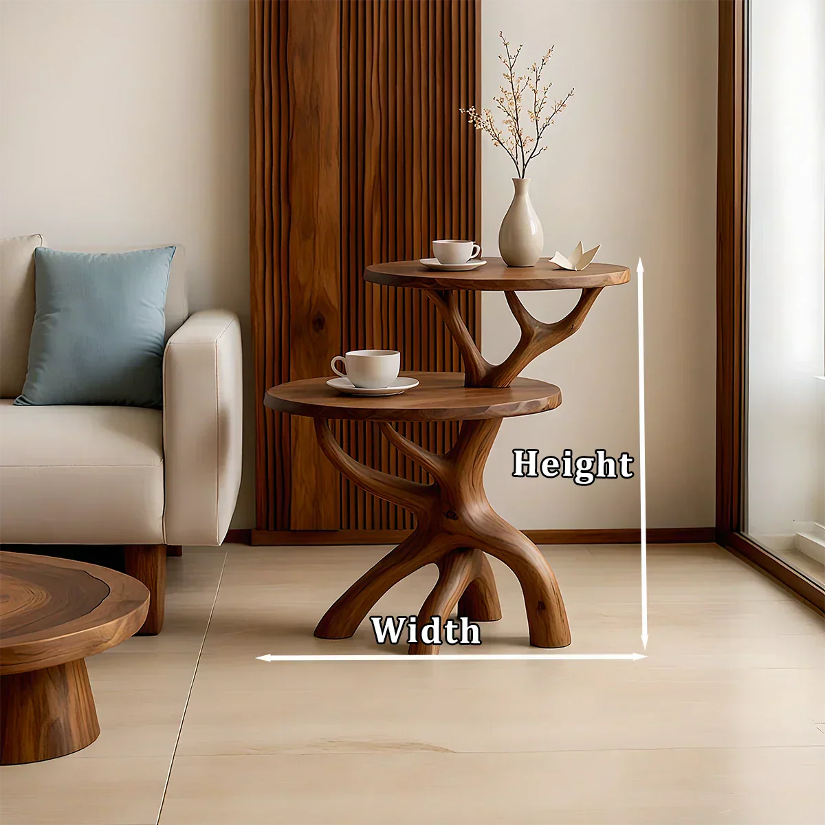 Solid Wood Accent Table Set – Modern Sculptural Branchform Design - Rustiracraft 