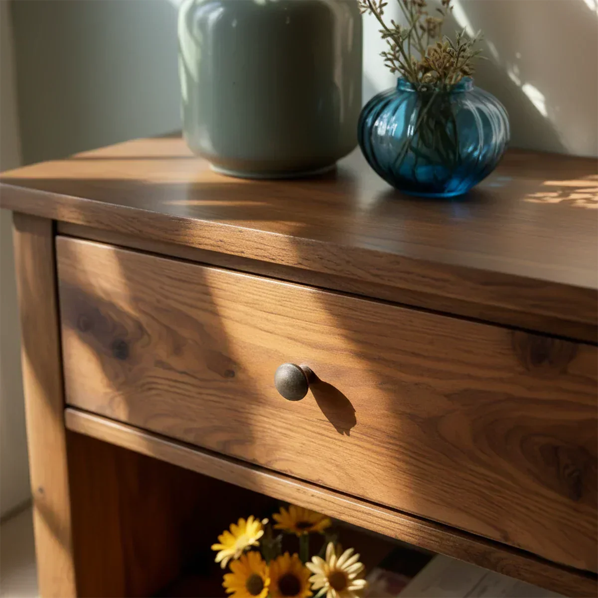Solid Wood Classic Nightstand with Drawer & Open Shelf - Rustiracraft 