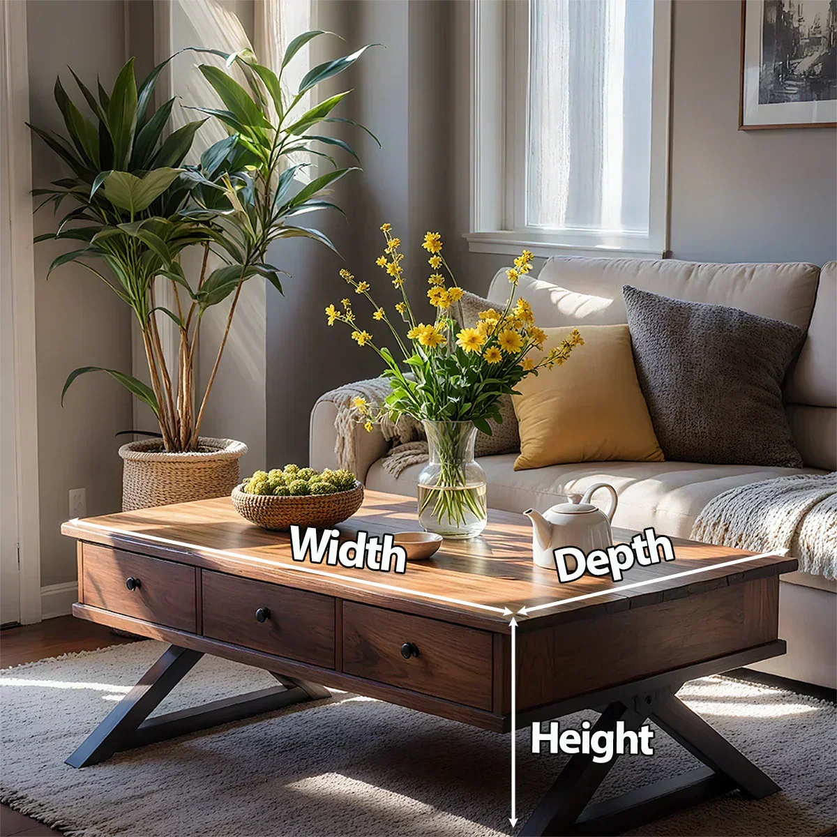 Solid Wood Coffee Table with Drawers – Minimalist Storage Coffee Table - Rustiracraft 