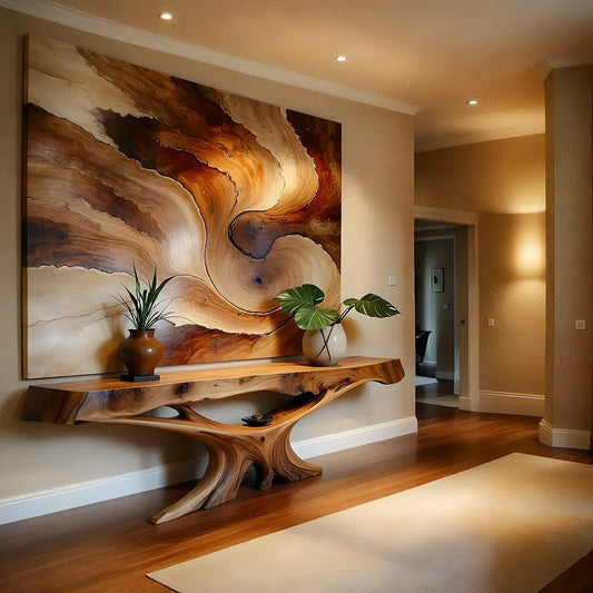 Solid Wood Console Table with Live Edge Design - Rustiracraft 