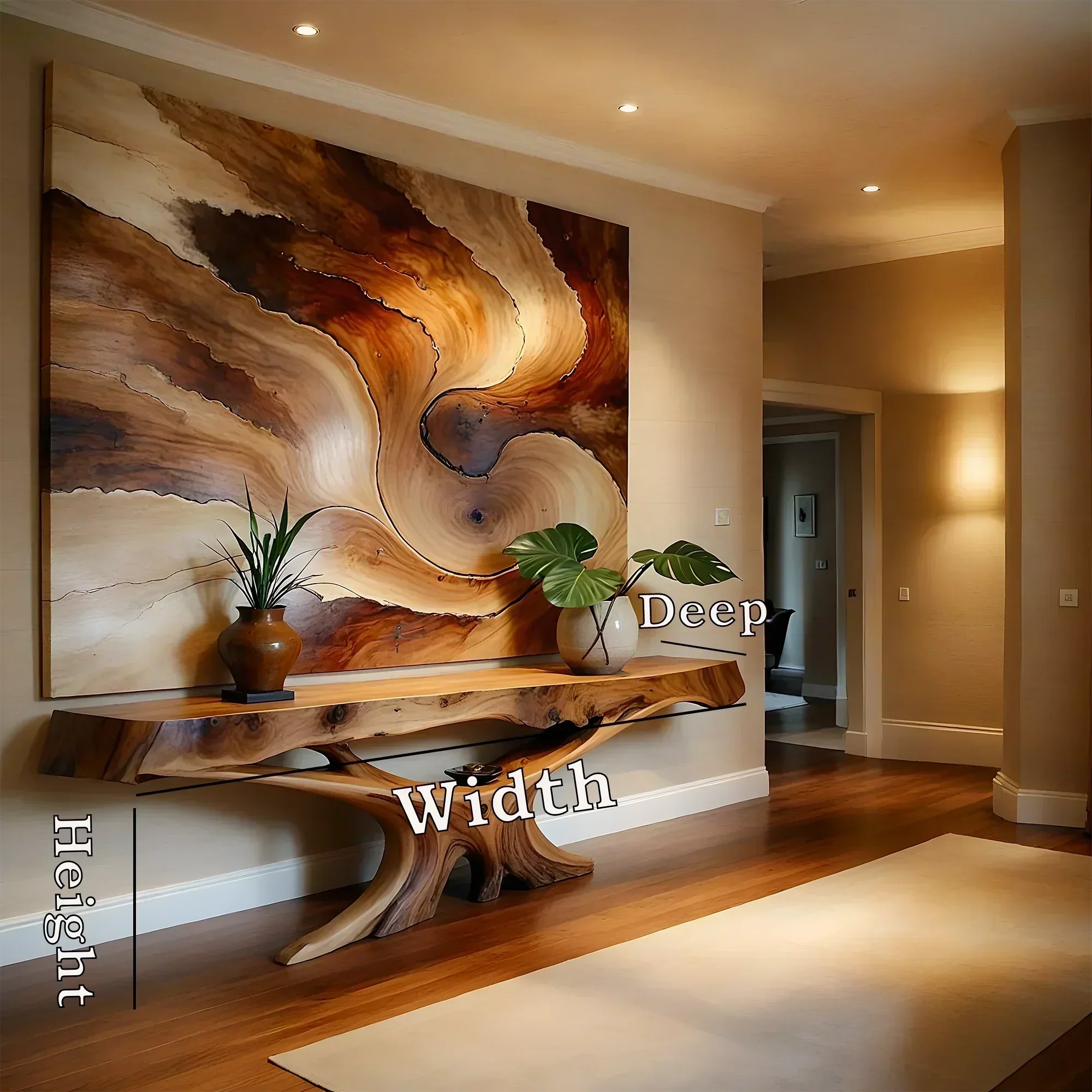 Solid Wood Console Table with Live Edge Design - Rustiracraft 